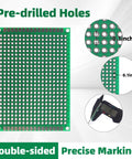 Double Sided PCB Board Kit With 4 Sizes And 365Pcs Pack showing pre-drilled holes and precise markings for prototyping