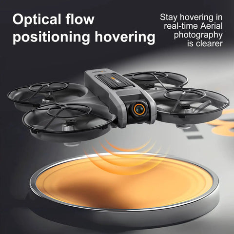 Big Screen Remote Control Drone With Dual Cameras, 4.92 Inch Display showing hovering with optical flow positioning.