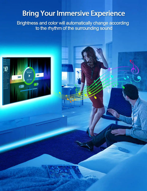 Dope LED TV Backlight Kit 13.1ft RGB 5050 Strip Lights for 45 to 60 Inch Televisions Music Sync