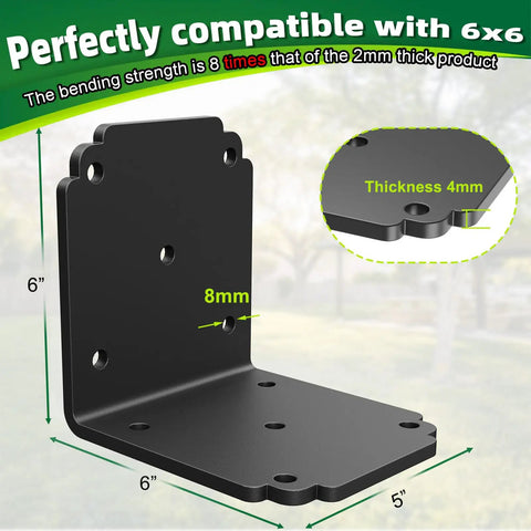 Eight Pack Heavy Duty Right Angle Brackets For Shelves And Furniture Hella Sturdy L Shape Corner Supports With Serious Weight Capacity Built Tough Hardware For Industrial Shelving And Home Projects, 6x6 inch, 4mm thick steel.