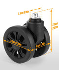Universal Luggage Replacement Wheels With Brake System 360 Swivel For Travel Suitcases 55mm diameter, side view