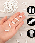 120 Pcs Spring Loaded Plantation Shutter Repair Pins With Heavy Duty Design For A Hella Easy Diy Window Blind Fix That Makes Home Upgrades A Total Breeze Today in hand, showing white polymer pins ready for repairs.