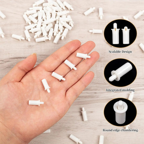 120 Pcs Spring Loaded Plantation Shutter Repair Pins With Heavy Duty Design For A Hella Easy Diy Window Blind Fix That Makes Home Upgrades A Total Breeze Today in hand, showing white polymer pins ready for repairs.