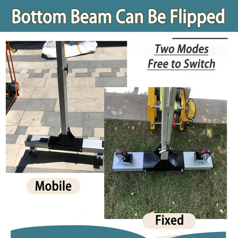 Image showing Space Saving Portable Gantry Crane With Fully Adjustable Height And Width Heavy Duty Shop Hoist in mobile and fixed modes.
