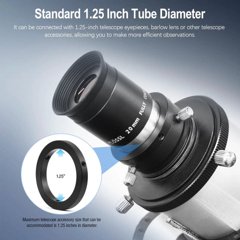 1.25 Inch Parfocal Eyepiece Rings Set of Three For Rapid Focus Switching, aluminum telescope eyepiece setup for astrophotography.
