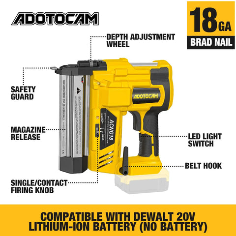 Pro Grade Cordless Brad Nailer Plays Nice With Dewalt 20V Packs No Battery Inside 2 In 1 18 Gauge Nailer And Stapler Includes 1000 Fasteners Built Tough For Home Fix Ups