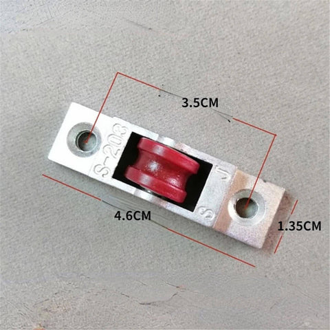 Close-up of a metal roller from a Six Pack Freezer Display Cabinet Replacement Wheels For Removable Glass Doors, measuring dimensions