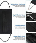 Black 3 Layer Disposable Face Masks Bulk Pack 500 Count ASTM Level 2 Medical Grade Protection Soft Elastic Earloops Comfortable Fit