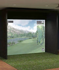 Indoor Golf Simulator And Enclosure Package With Launch Monitor For Home Practice And Real Course Play in a home setting