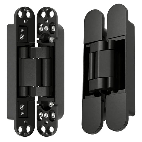 Hidden Door Hinge Set For Secret Bookcase Doors, Silent Rotating Concealed Hinges, 6 Inch, Side Mount, Black Finish