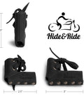 Full Grain Leather Shifter Pad For Motorcycles Set Of 2 Shoe Protectors Charcoal Black with Logo and Dimensions