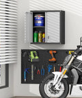 Heavy Duty Wall Mounted Steel Garage Cabinet With Locking Doors And Adjustable Shelves Built To Last Storage For Your Workshop Or Shed Utility Room Black And Gray Finish