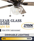 Clear glass globe light kit on Abner Modern Farmhouse 52 Inch Ceiling Fan With Light For Indoor Outdoor Use Tri Mount LED fan