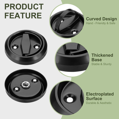 Round Recessed Door Pull Handle 3 Inch Stainless Steel Concealed Brushed Cabinet Hidden Knob for Modern Doors Black Finish features