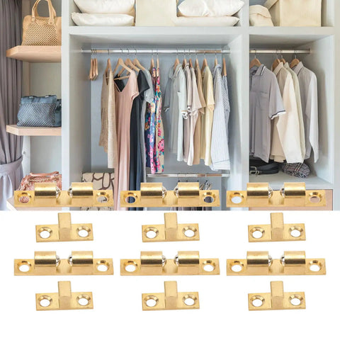 Double Ball Brass Bead Snap Lock Cabinet Door Catch With Adjustable Tension And Gold Screws For Cabinets Closets And Drawers 70mm