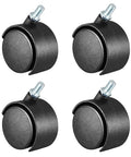 Hella Smooth Black Nylon Twin Wheel Furniture Casters 4 Pack 2 Inch M8x13mm threaded stem for cabinets and trolleys.