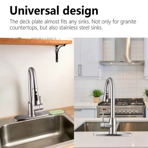 Solid Stainless Steel Sink Escutcheon Plate With Slick Brushed Nickel Finish Fits Any One Or Three Hole Kitchen Bathroom Faucet Deck Cover For A Sweet Upgrade