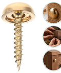 16 Pieces Brass Capped Fixing Screws With Curved Decorative Head Caps for mirrors and furniture golden color sturdy design