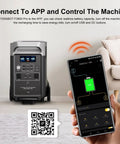 Big Time Portable Power Station With Dual 420W Solar Panels And 3840Wh LiFePO4 Battery Delivers 3600W Pure Sine Wave shown with smartphone control.