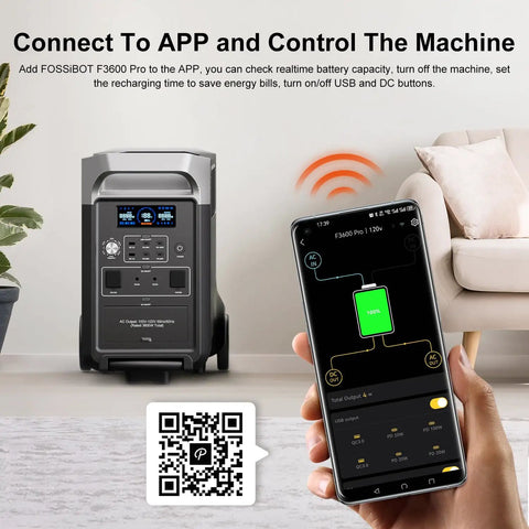 Big Time Portable Power Station With Dual 420W Solar Panels And 3840Wh LiFePO4 Battery Delivers 3600W Pure Sine Wave shown with smartphone control.