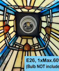 Tiffany Style Stained Glass Pendant Light, 1 Light Mission Antique Ceiling Lamp For Kitchen Island And Dining Room, 8 Inch Shade, E26 socket
