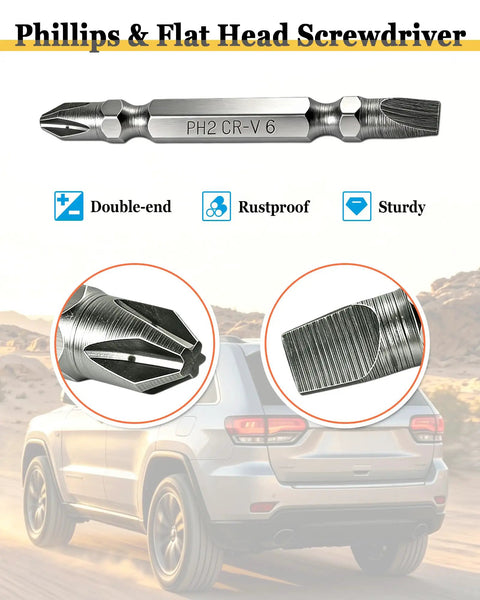 Phillips & Flat Head Screwdriver with double-end design, rustproof metal, and sturdy construction for reliable use.