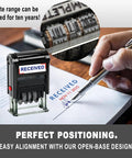 Premium Self Inking Date Stamp With Blue And Red Ink Perfect For Received Docs features clear date impression on paperwork.