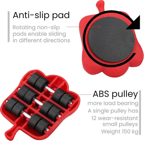 Heavy Duty Furniture Lifter With Four Sliders For Easy Safe Moving Of Sofas Couches And Refrigerators Appliance Roller With Adjustable Height Lever