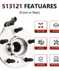 Pair Front or Rear Wheel Bearing Hub Assembly for Chevy Impala Monte Carlo Venture, Cadillac DTS with ABS sensor, front side