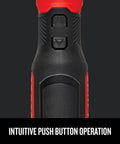 Detail of 4V Electric Screwdriver Set With 300 RPM Drive, Micro USB Charging Port, showing intuitive push button operation.