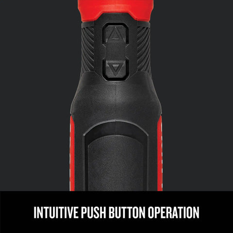 Detail of 4V Electric Screwdriver Set With 300 RPM Drive, Micro USB Charging Port, showing intuitive push button operation.