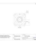 Workhorse 2 Inch Bore Four Bolt Flange Bearing Unit With Rugged Cast Iron Housing front view with dimensions labeled.