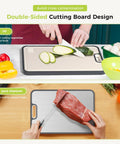 Two In One Titanium Cutting Board Heavy Duty Dual Sided Kitchen Tool With Pure Titanium And PP Surfaces, suitable for meat and vegetables.