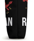 Side view of black Paddling Crew Tote Bag For Dragon Boat Team And Racing Enthusiasts with graphic detail and text partial display.