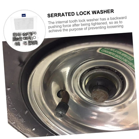 390 Count Serrated Tooth Lock Washers Set M3 To M10 Stainless Steel on industrial application