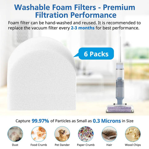 Replacement Brushroll And Foam Filter Bundle For HydroVac WD101 WD100 WD101C WD201 WD200 WD200C XL Pro 3 In 1 Vacuum Cleaner