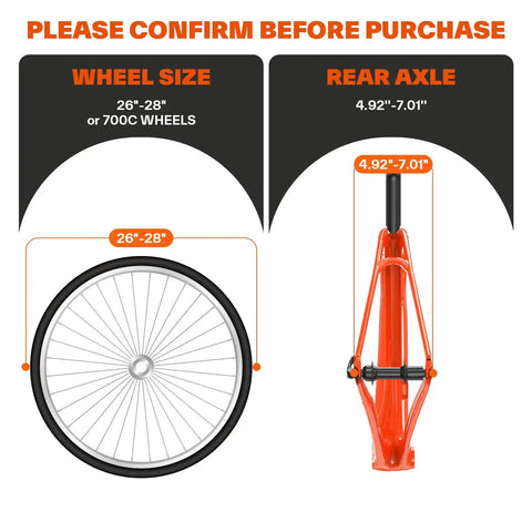 Size guide for 6 Level Magnetic Bike Trainer With Adjustable Resistance For Indoor Cycling Fits 26-28 Inch And 700C Wheels