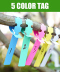 All In One Garden Grafting Tool Kit For Fruit Trees Pruning Scissors Set With Grafting Knife Replacement Blades Tapes Plant Tags And Clips Omega Graft Seedling Grafting System showing colorful plant tags on branch
