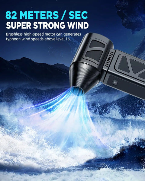 Electric Compressed Air Duster With Brushless Motor 360000 RPM Turbo Cordless Blower demonstrating strong wind power
