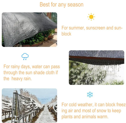 Ninety Percent Shade Cloth For Garden And Patio water passes through in rain, UV resistant, protects plants in cold weather.