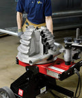 Gardner Bender B2000 Cyclone Electric Conduit Bender in use, bending aluminum pipe with malleable iron shoe, heavy duty power tool.