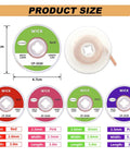 No Clean Soldering Wick Braid Desoldering Kit 8 Pcs with various widths and lengths shown in multiple colors and sizes.