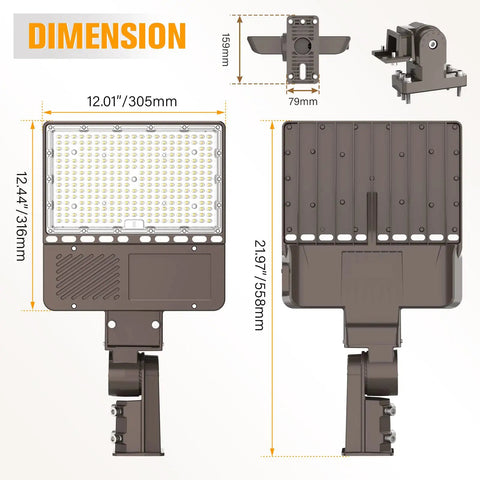 200W LED Parking Lot Light Hella Bright 30000 Lumens UL Listed Dusk to Dawn Street Light 5000K dimensions with slip fitter
