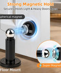 Adjustable Magnetic Door Stop Built Tough With Strong Magnetic Hold Stainless Steel Black Door Stop Floor Mount in use