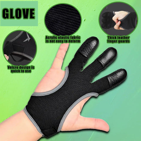 All In One Archery Starter Kit For Beginners And Pros Leather Arm Guard 3 Finger Archery Gloves with Velcro design and thick leather