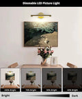 Gold Finish LED Picture Light For Artwork And Paintings, Dimmable 12W 3000K Warm White, 24.21 Inch Hard-Wired Gallery Lighting Fixture