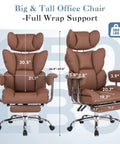 Heavy Duty Big And Tall Office Chair For 350 Lbs, Scratch-Resistant PU Leather Executive Desk Chair With Footrest, angle view