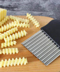 Guardians Crinkle Chopper set of 2, stainless steel wavy blades with black handles for crinkle-cut fries.