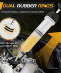 SOWKIPE 200cc manual automotive fluid extractor pump with two hoses, translucent reservoir containing yellow oil