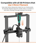 Pro Grade 3D Printer Nozzle Cleaning Kit with soft rubber handle in use on a 1.75mm filament 3D printer, showing extruder cleaning.